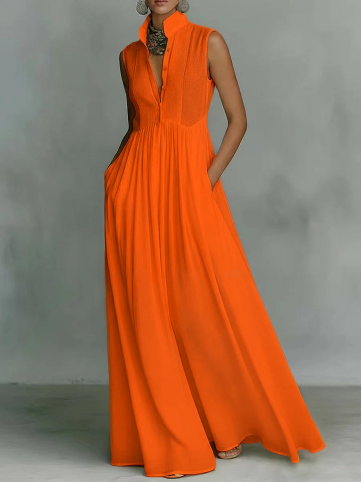 Vacation long-sleeved pleated French-style colorful dress