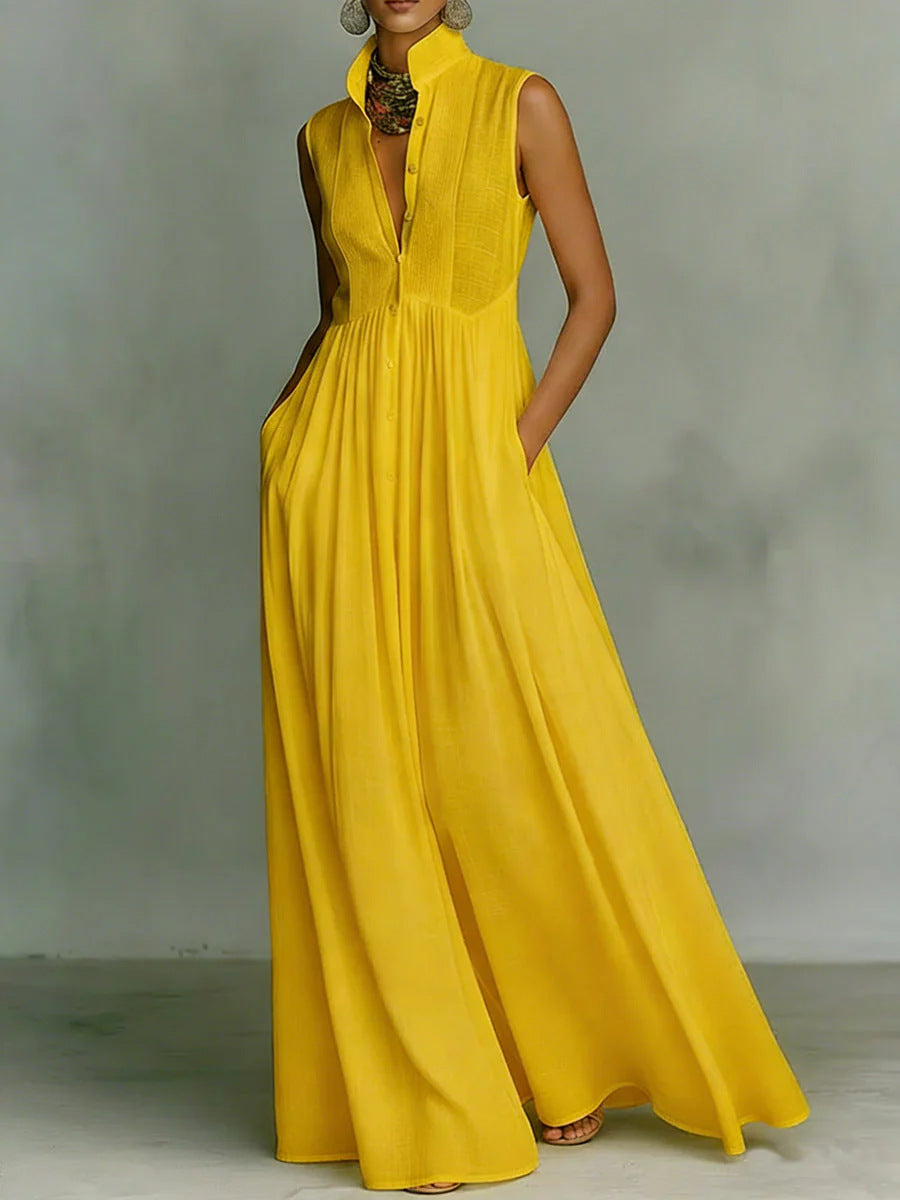Vacation long-sleeved pleated French-style colorful dress