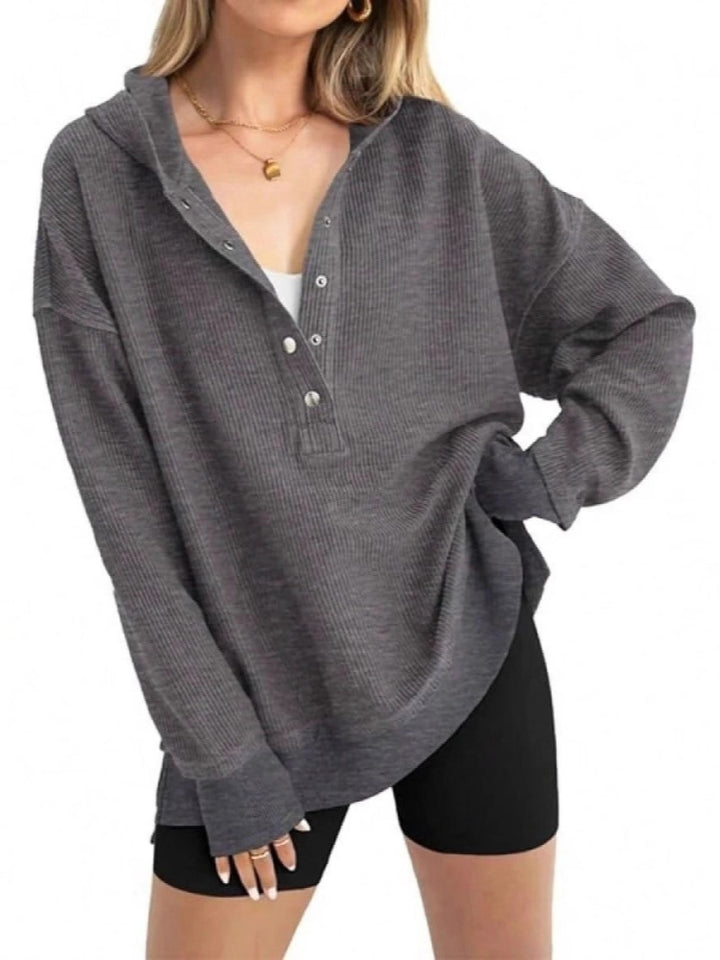 Waffle Knit Henley Hoodie