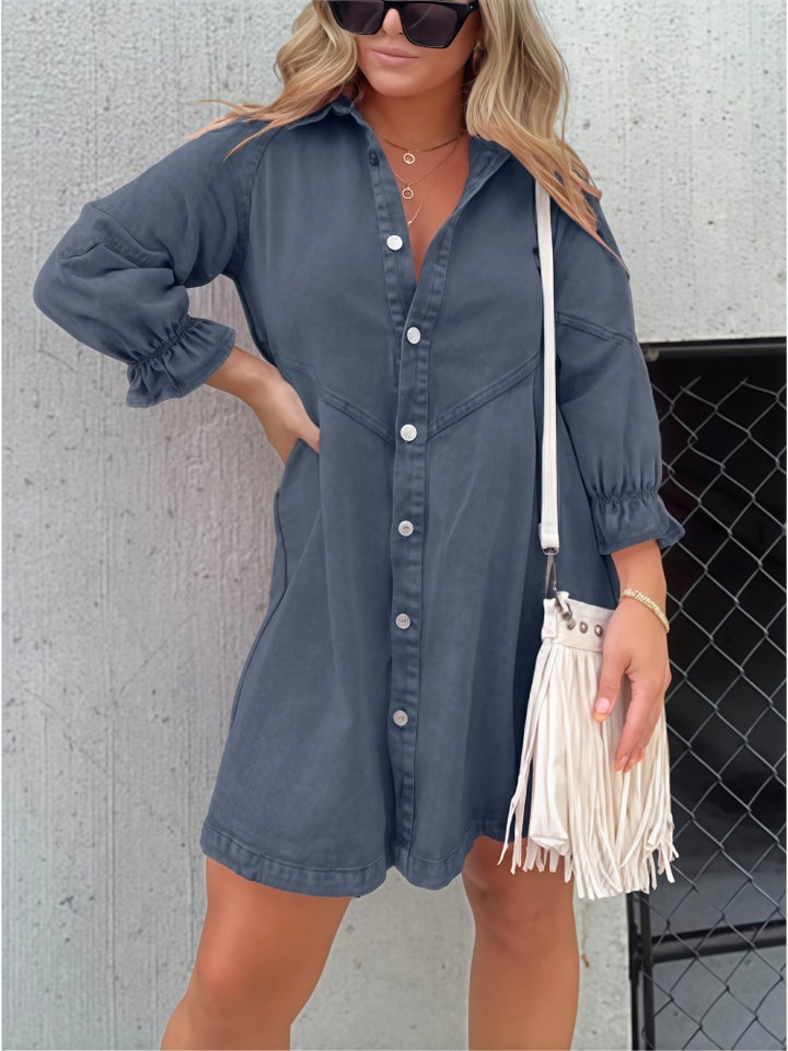 Washed Denim Shirt Dress