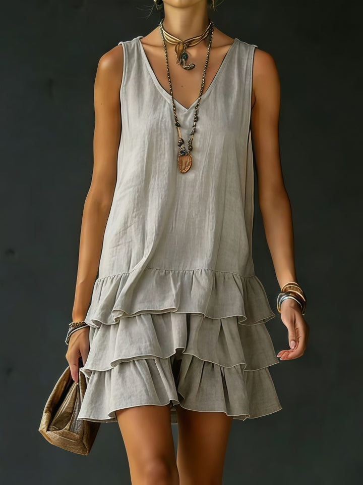 Fashionable loose-fitting casual solid color vest dress