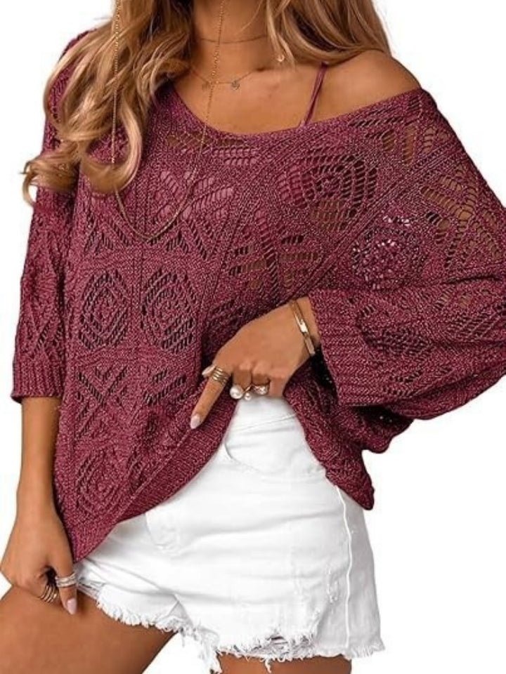 3/4 Sleeve Loose Fit Cover-Up