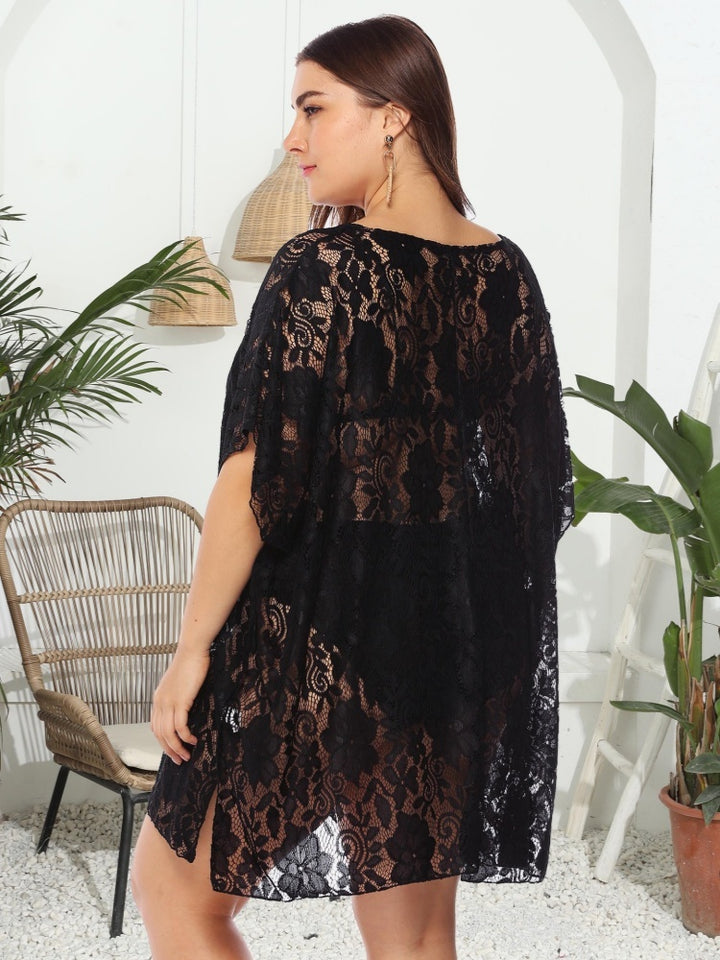 Lace Cut-Out V-Neck Dress Cover-Up
