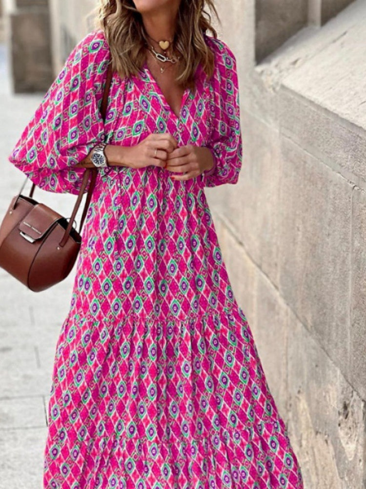 Puff Sleeve Tiered Maxi Dress