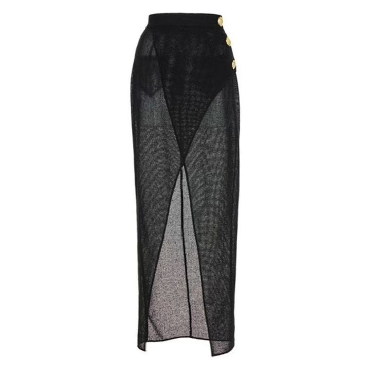 Beaded Strap Cutout Twist Front Swimsuit &amp; Wrap Skirt Set
