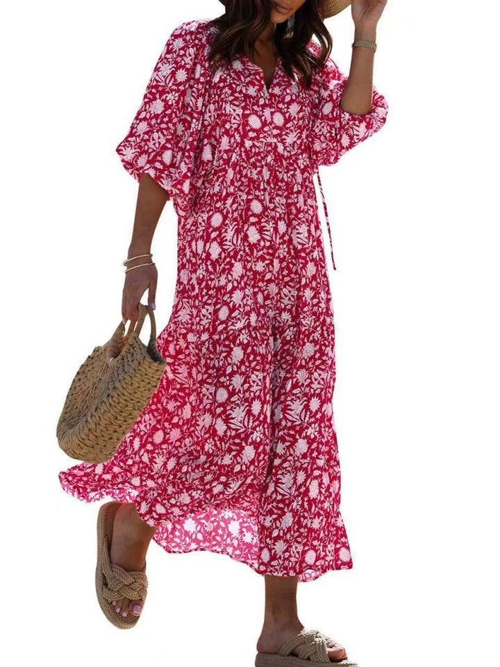 Puff Sleeve Tiered Maxi Dress