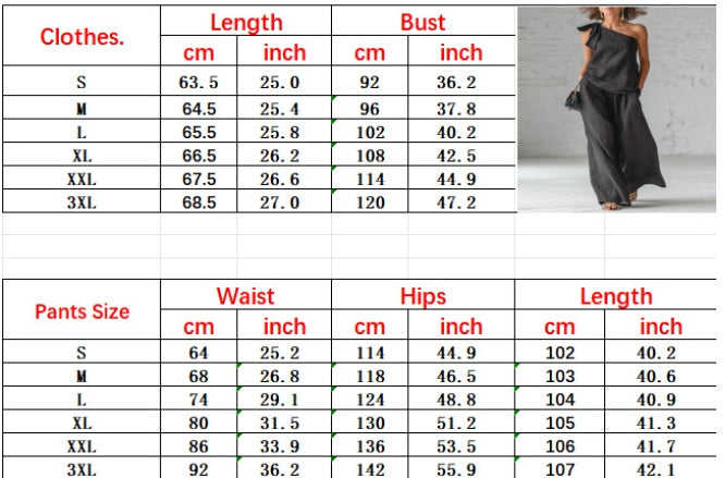 Sleeveless one-shoulder top with tie and wide-leg women&