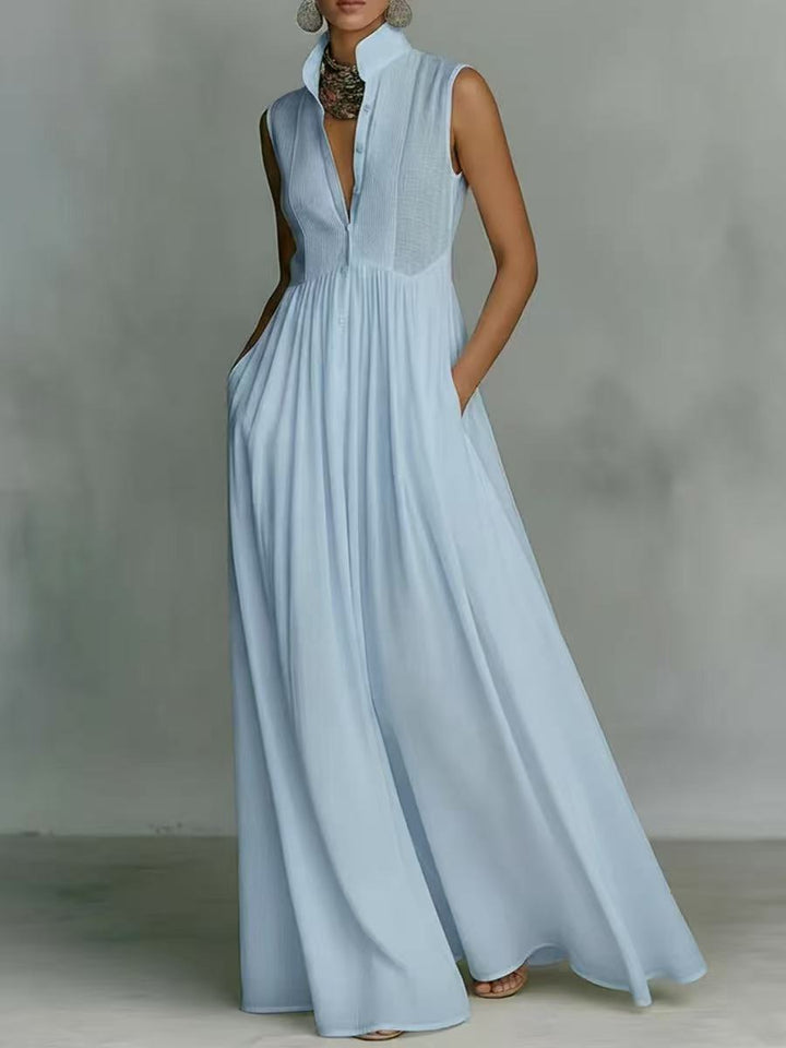 Vacation long-sleeved pleated French-style colorful dress