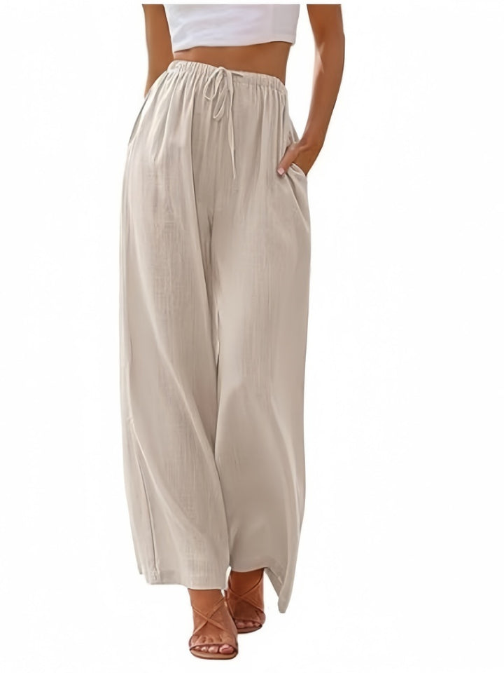 Drawstring Elastic Waist Wide Leg Pants