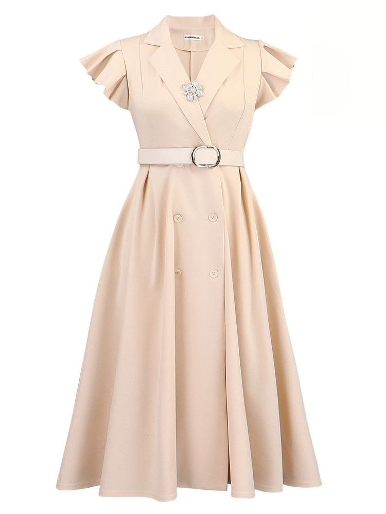 Tailored Blazer-Style Midi Dress with Belt