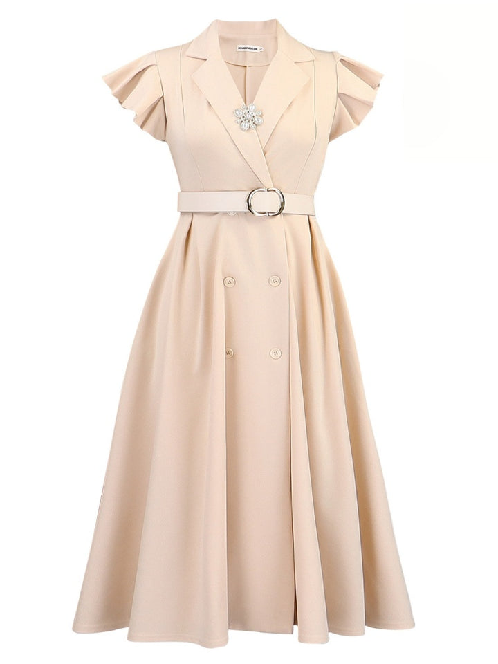 Tailored Blazer-Style Midi Dress with Belt