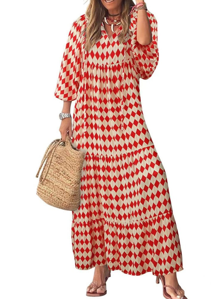 Puff Sleeve Tiered Maxi Dress