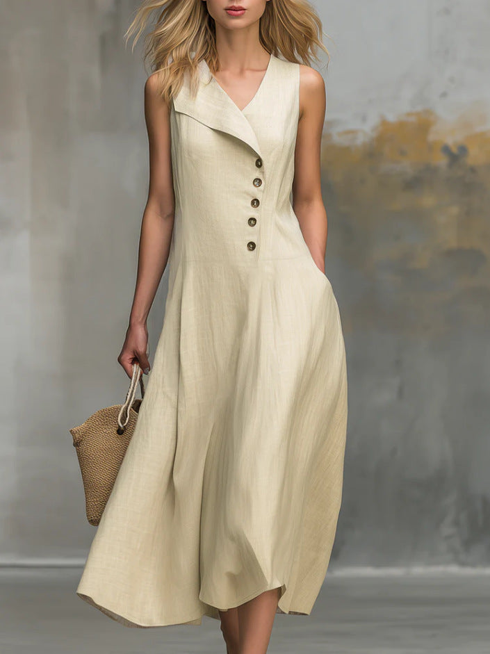 Casual collared button-down sleeveless women&