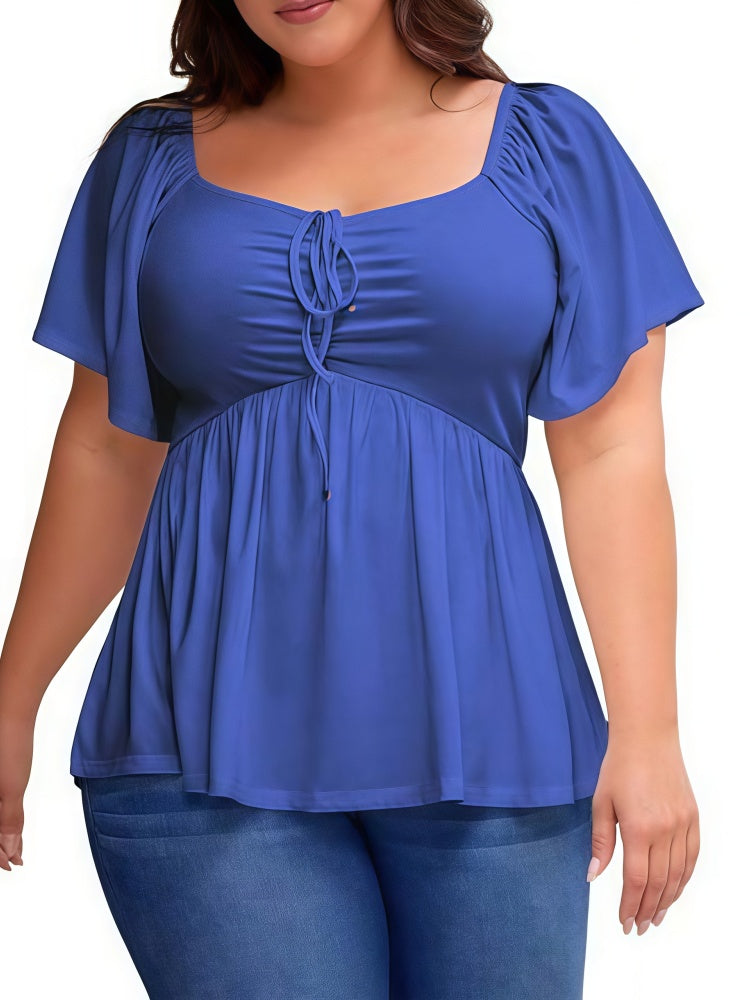 Summer Plus Size Raglan Sleeve Slim Waist T-Shirt