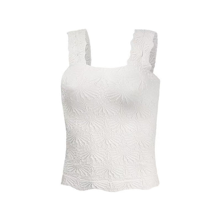 Textured Square Neck Ruched Crop Tank Top