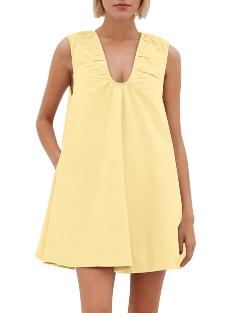 Casual V-Neck Swing Dress