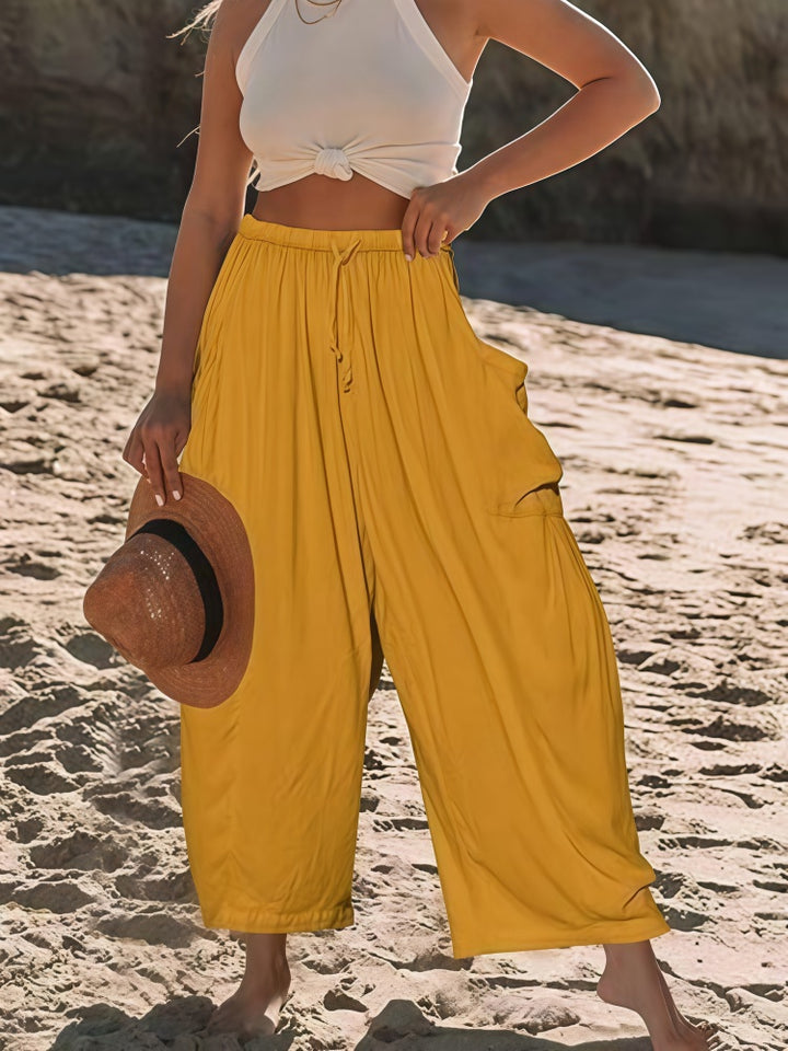 Casual Linen Blend Wide Leg Pants