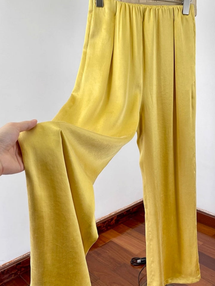High Waisted Wide Leg Ice Silk Pants