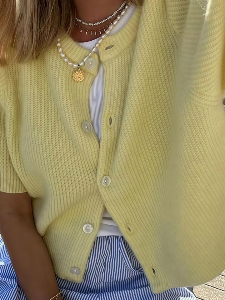 Short Sleeve Knit Cardigan