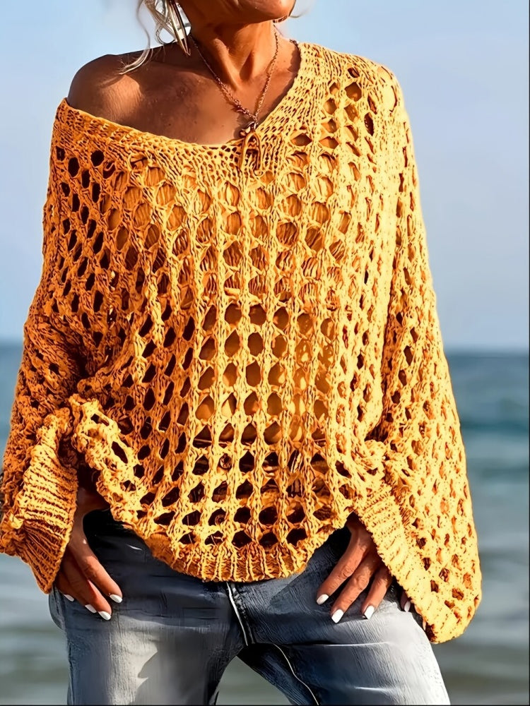 Loose Openwork Long Sleeve Sweater
