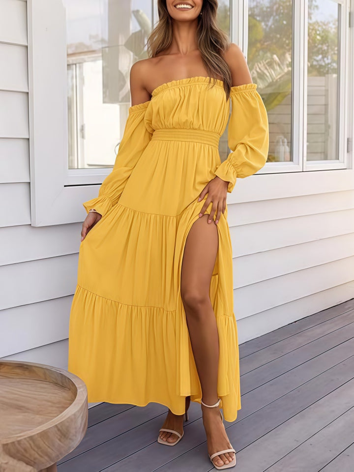 Off-Shoulder Long Sleeve Maxi Dress