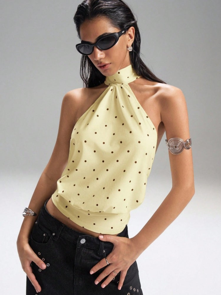 Polka Dot Halter Neck Top