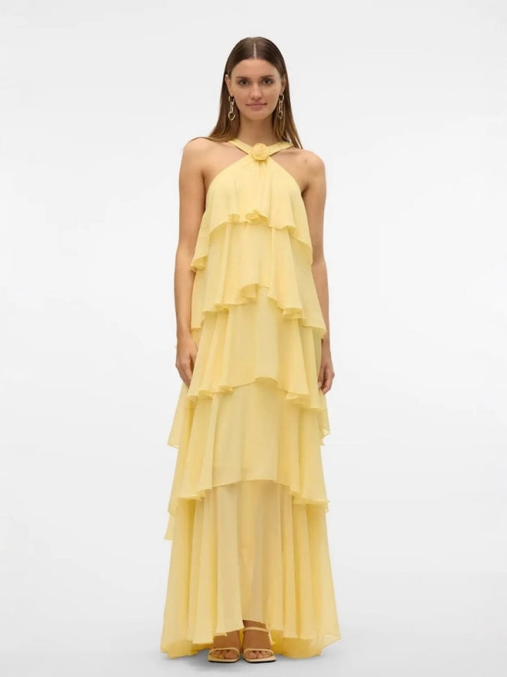 Ruffle Backless Formal Dress
