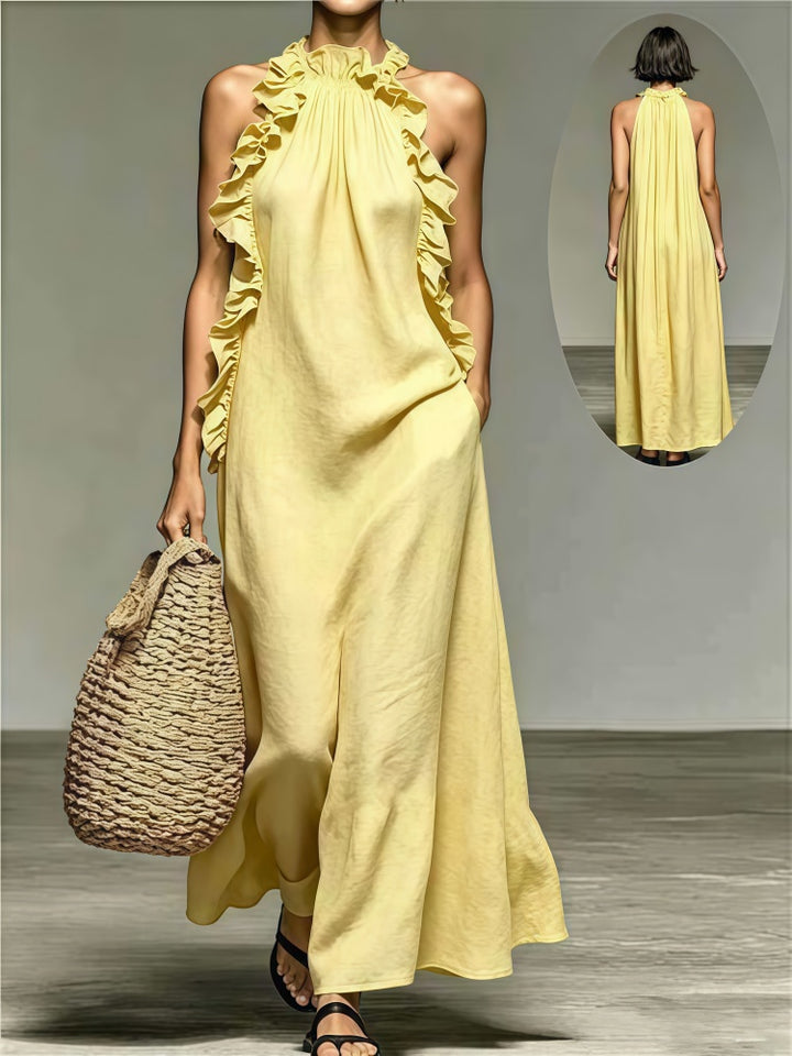 Ruffled Halter Neck Maxi Dress