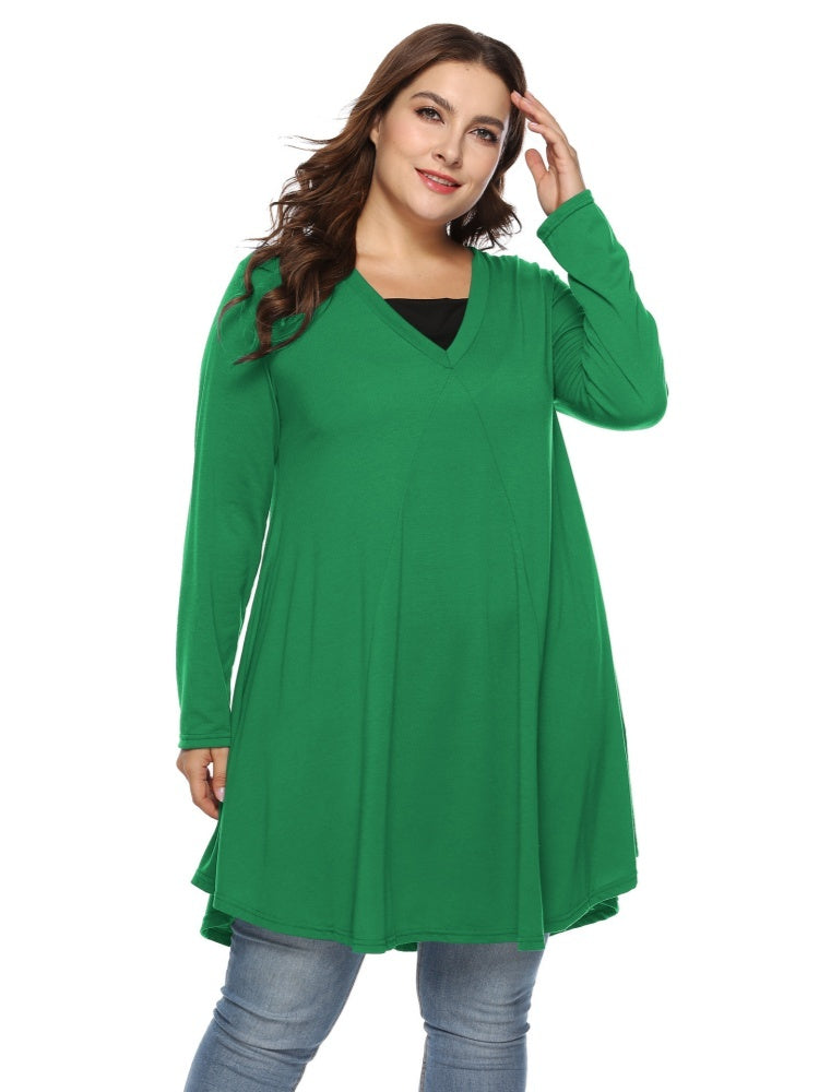 V-neck long-sleeve dress