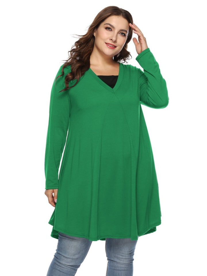 V-neck long-sleeve dress