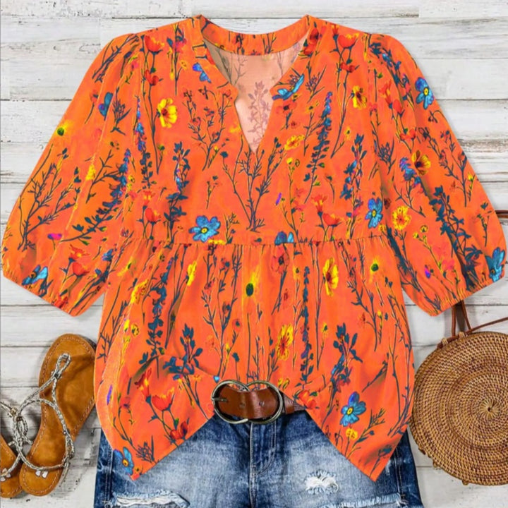 Casual Puff Sleeve Tunic Top
