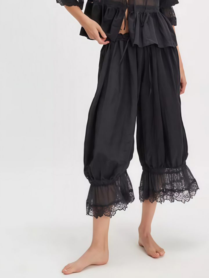 Lace Trimmed Loose-Fit Harem Pants