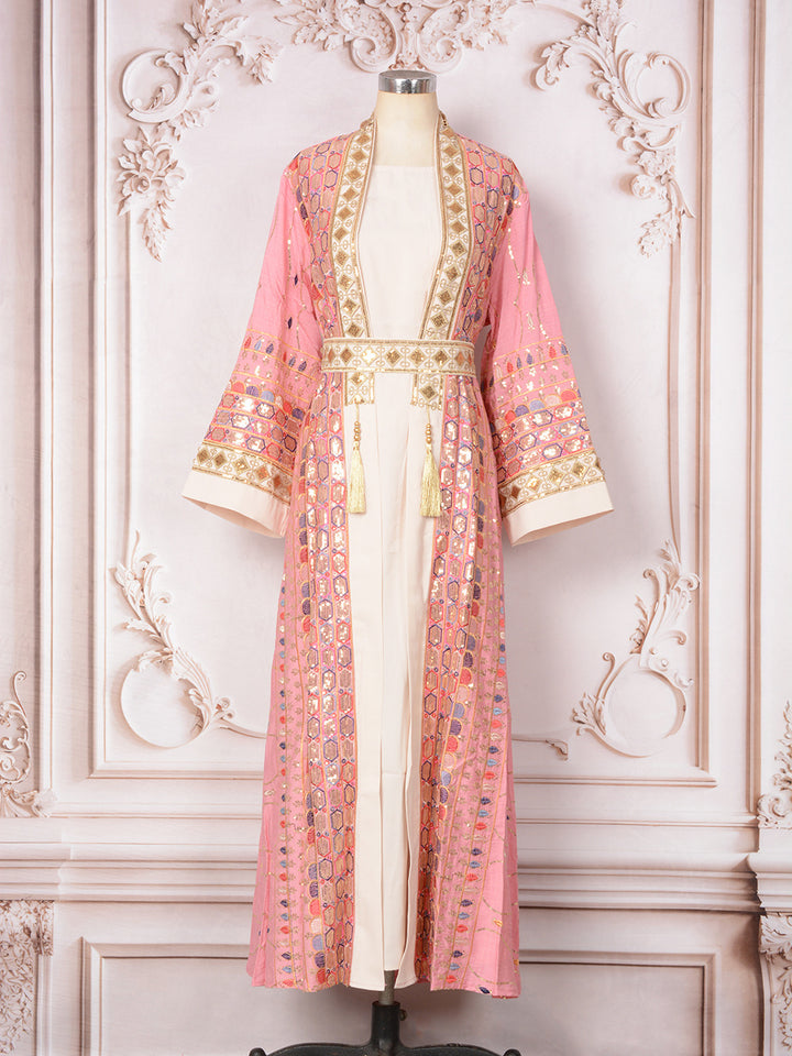 Embroidered Open-Front Abaya Kimono Set
