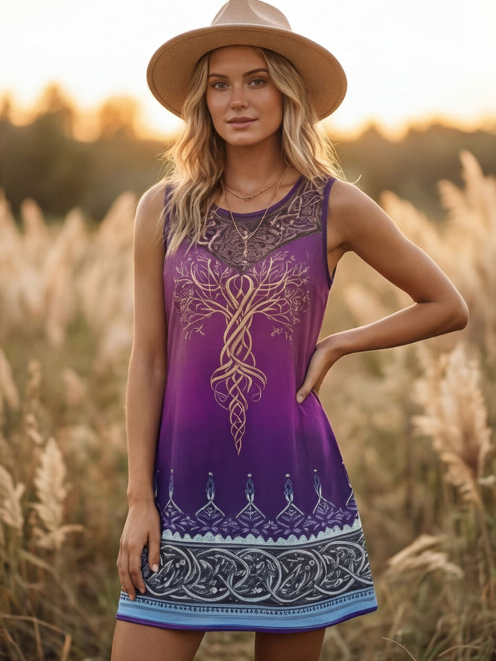 Casual sleeveless bohemian style dress