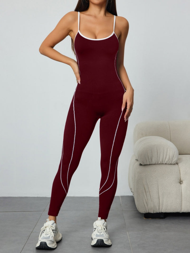 Seamless Contrast Trim Yoga Jumpsuit