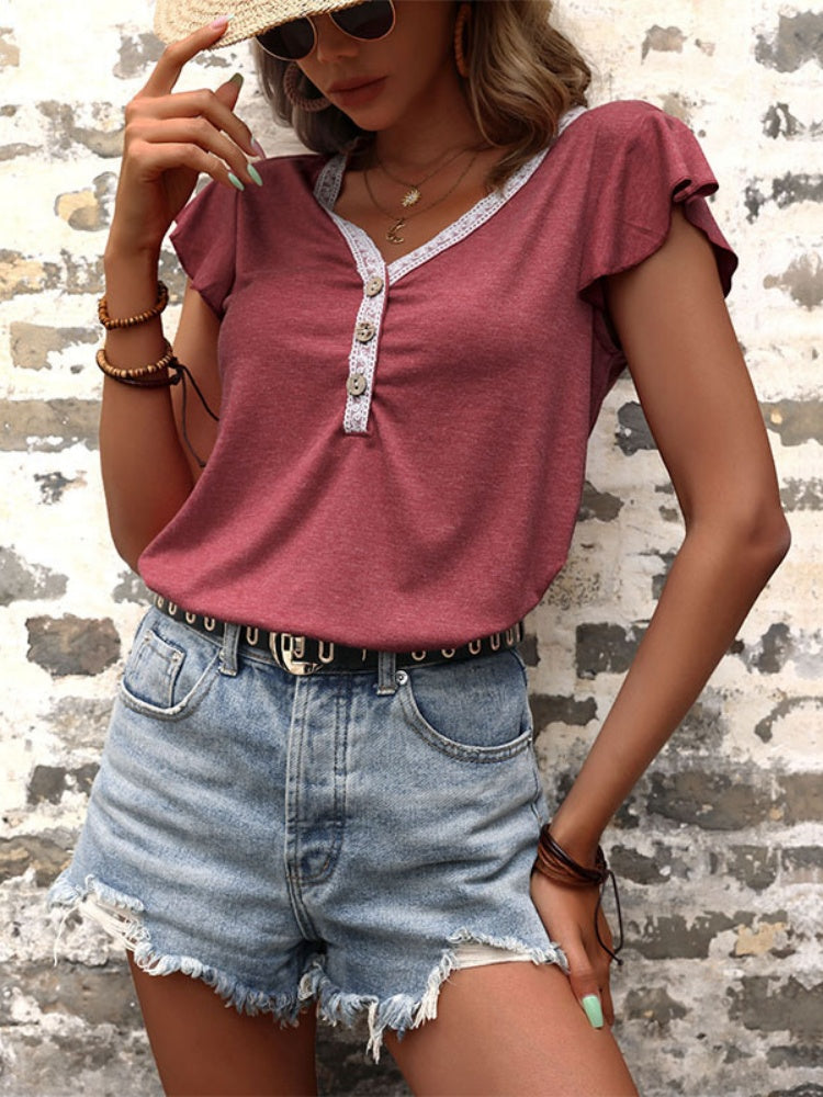 V-neck T-shirt, women&