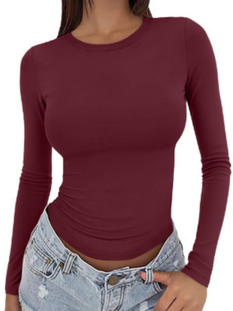 Fitted Long Sleeve Crew Neck Top