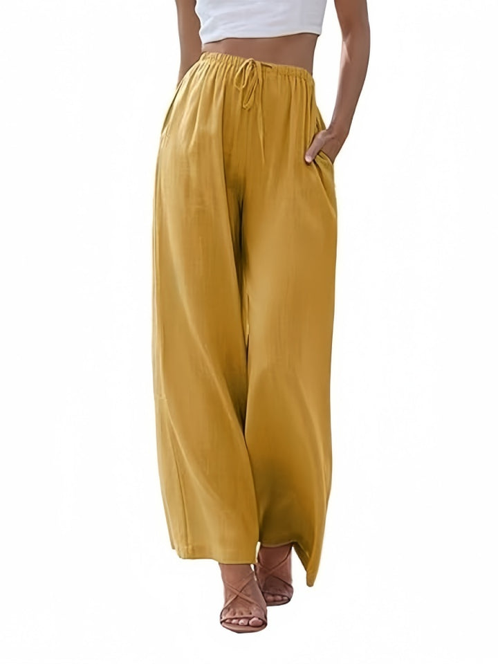 Drawstring Elastic Waist Wide Leg Pants