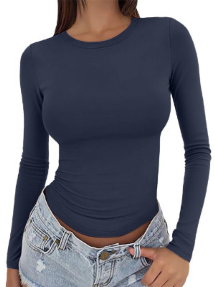 Fitted Long Sleeve Crew Neck Top