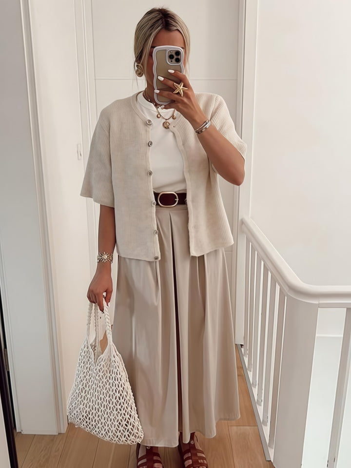 Short Sleeve Knit Cardigan