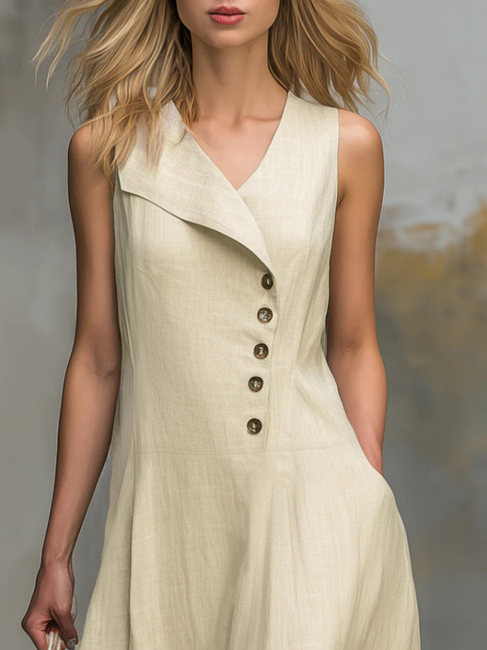 Casual collared button-down sleeveless women&